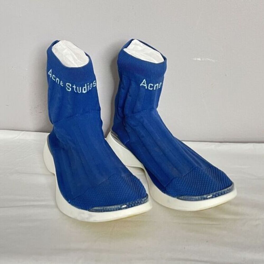Acne Studios Blue Sock Tristan Sneakers Size 42 (US 9) High Top Trainers Runners - Picture 2 of 14